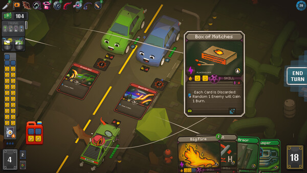 Rogue Wheels battle showing the Box of Matches relic
