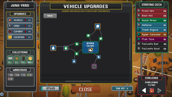 Rogue Wheels vehicle upgrades screen